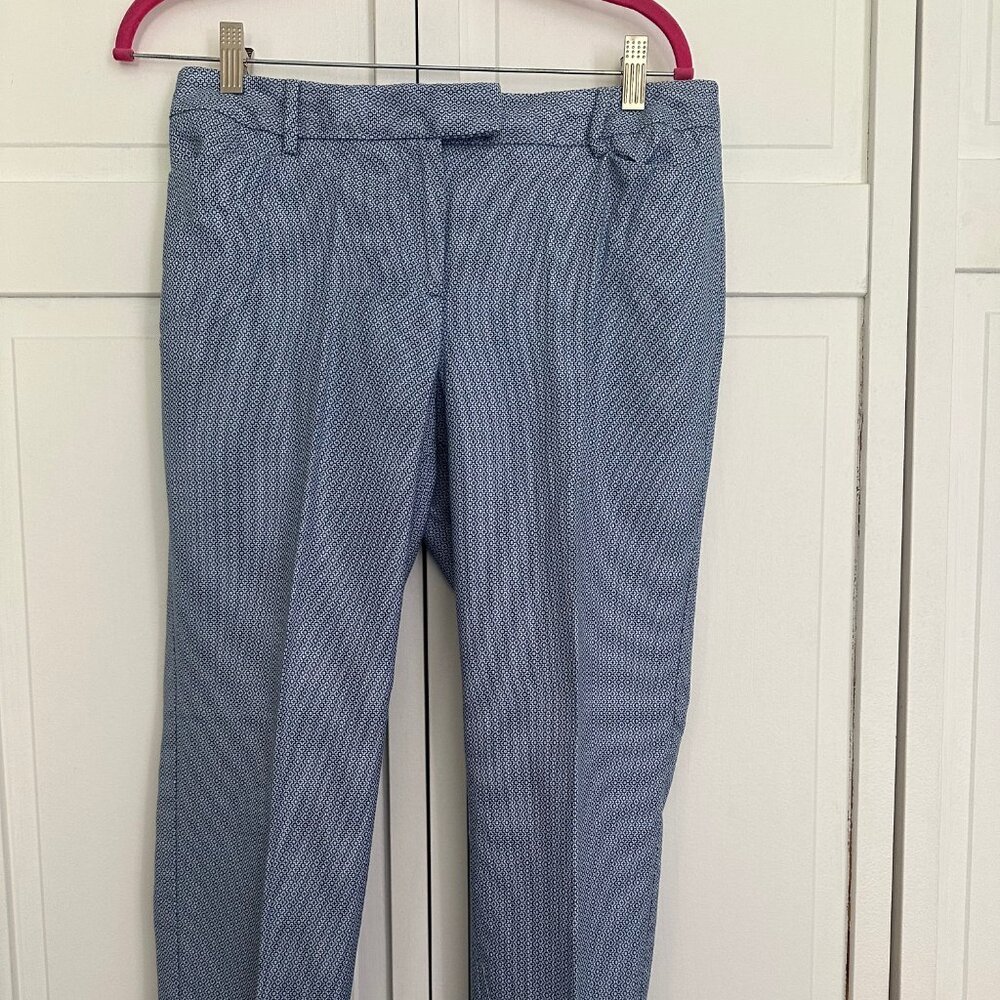 Talbots Blue and White Cotton Woven Ankle Pants, Size 10P